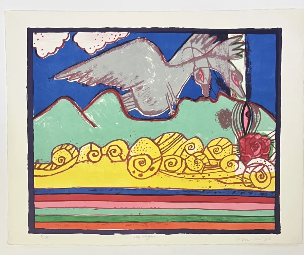 Litografía Corneille - Lithographie ancienne La vague, 1976