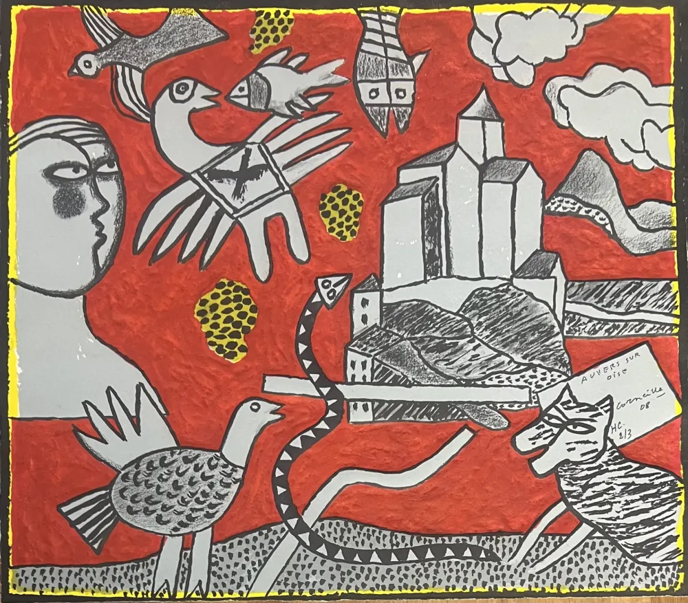 Carborundo Corneille -  Lithographie au Carborundum Auvers sur Oise : Village Van Gogh, HC