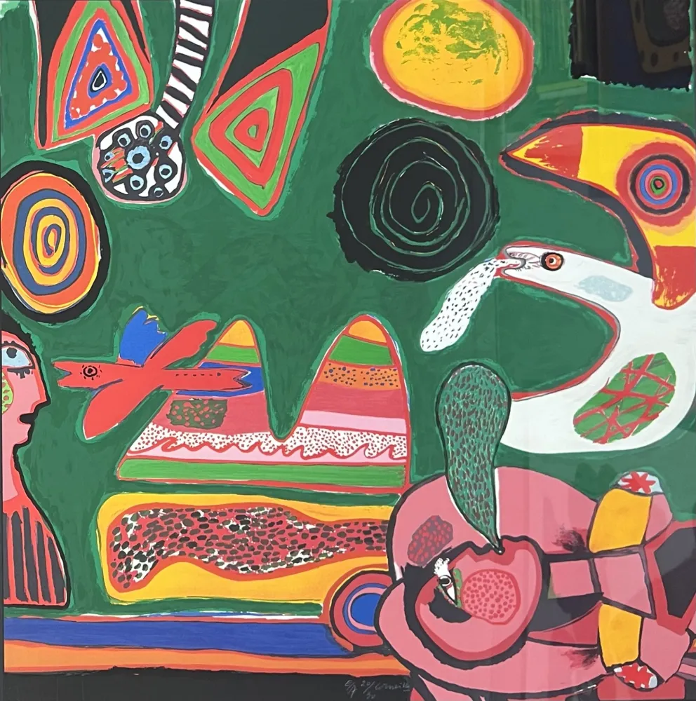 Litografía Corneille - Lithographie Bain de soleil 1997, encadrée!