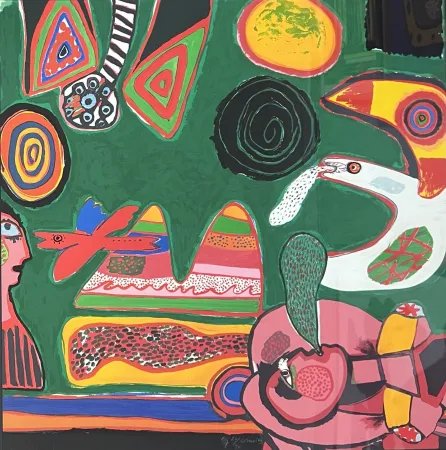 Litografía Corneille - Lithographie Bain de soleil 1997, encadrée!