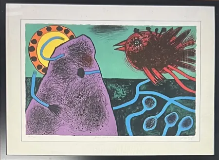 Litografía Corneille - Lithographie encadrée Aurore sur la montagne, 1991