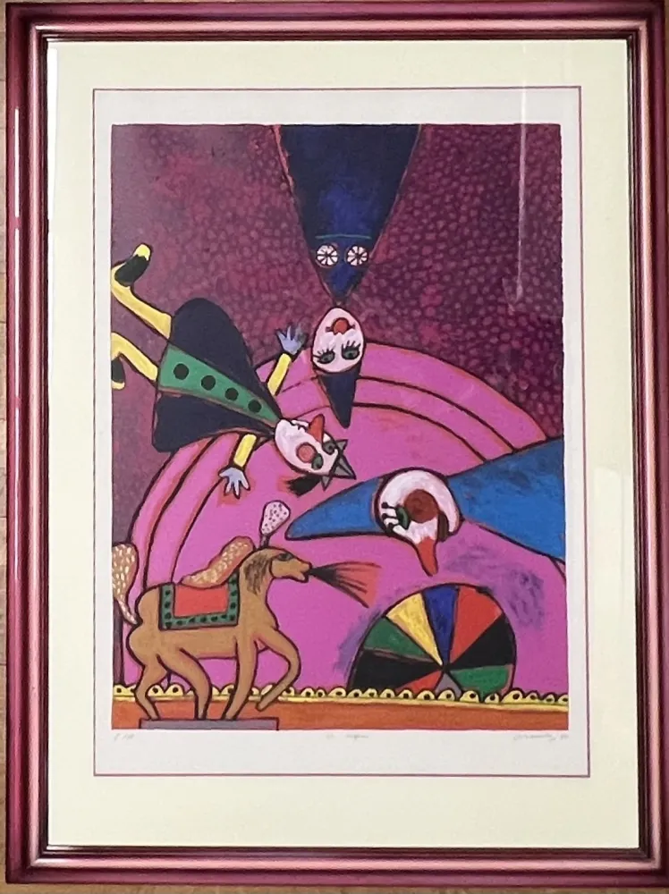 Litografía Corneille - Lithographie encadrée Le Cirque / Circus - 1990