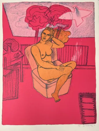 Litografía Corneille - Lithographie Femme à la Fenêtre 1988