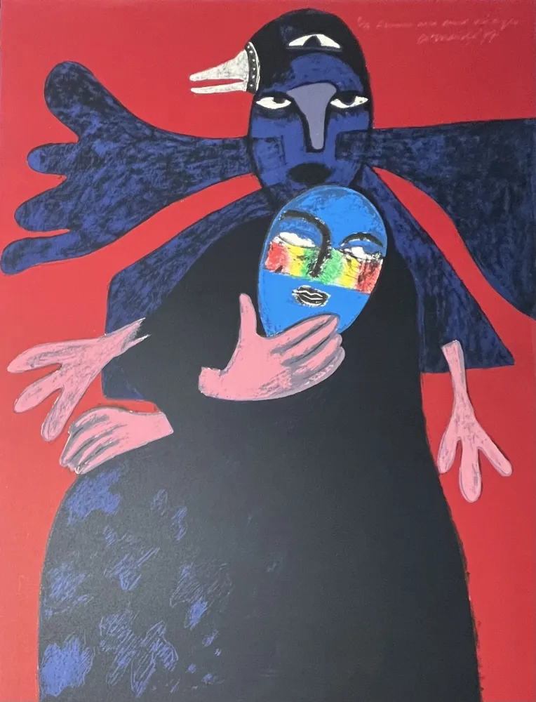 Litografía Corneille - Lithographie Femme aux deux visages, 1977, E/A