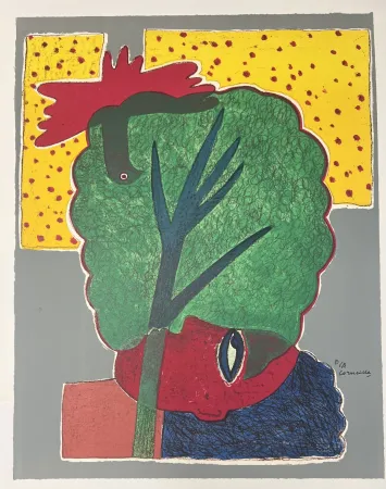 Litografía Corneille - Lithographie Femme et oiseau 1981