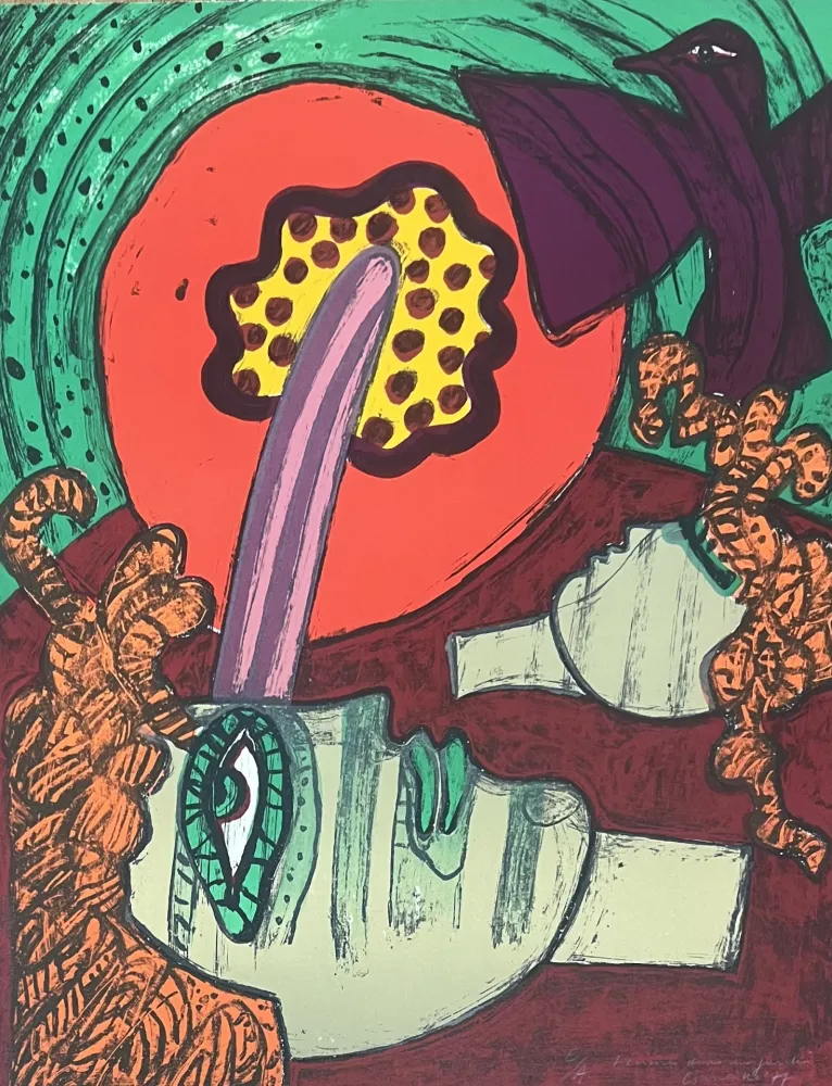 Litografía Corneille - Lithographie Femmes dans un jardin E/A 1977