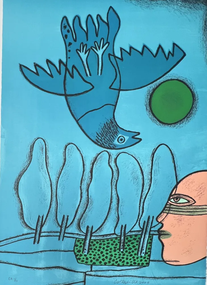 Litografía Corneille - Lithographie Hommage à l'écrivain voyageur René Char, 2001