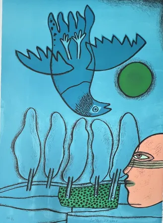 Litografía Corneille - Lithographie Hommage à l'écrivain voyageur René Char, 2001