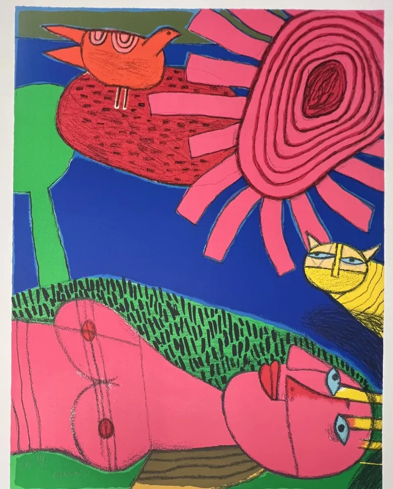 Litografía Corneille - Lithographie Le chat jaune 2002