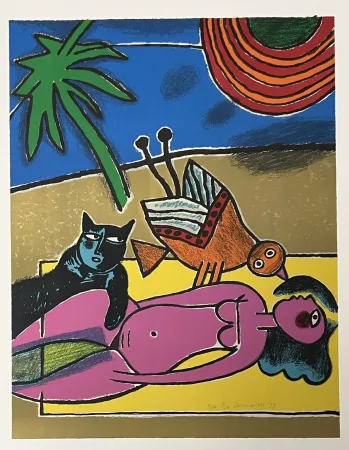 Litografía Corneille - Lithographie Le chat noir, 1999