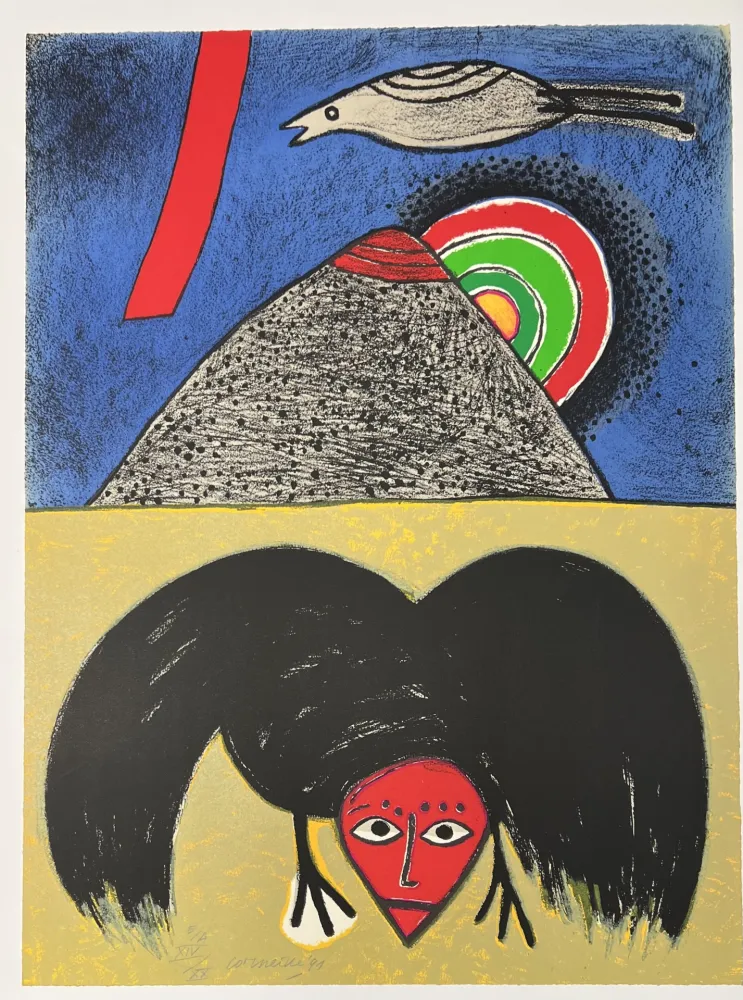 Litografía Corneille - Lithographie  Le corbeau - Hommage à Edgar Allan Poe