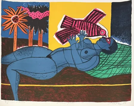 Sin Técnico Corneille - Lithographie L'oiseau proche  Epreuve d'artiste 1988