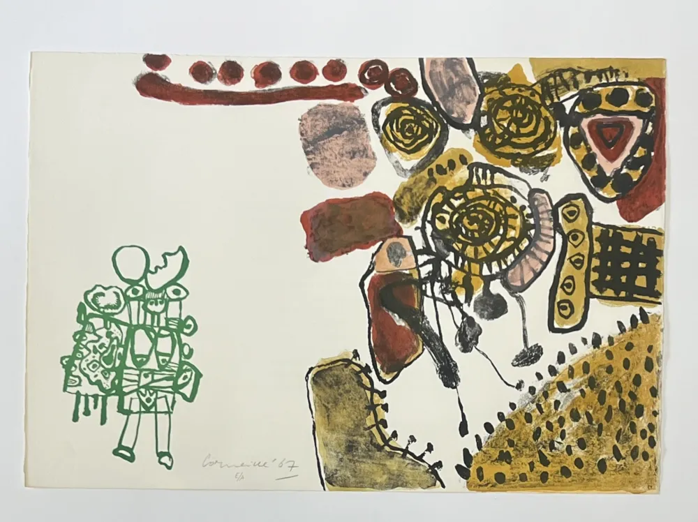 Litografía Corneille -  Lithographie  signée Femme d'aube et de nuit, 1967