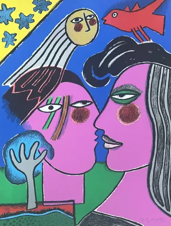 Litografía Corneille - Lithographie Sous le Ciel étoilé 2000, E/A 1/20