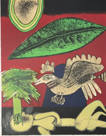 Litografía Corneille - Lithographie Un rêve vert, 1975