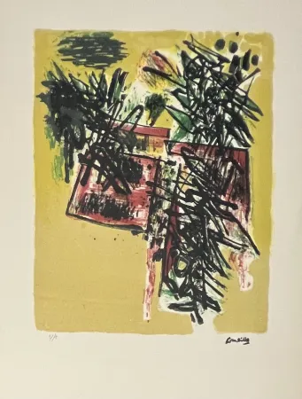 Litografía Corneille - Lithographie Vol d'oiseaux au printemps, 1960. Exemplaire d'artiste