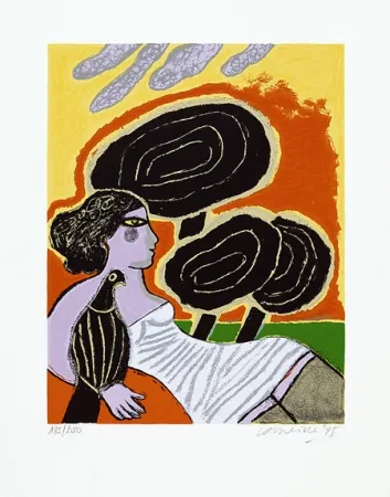 Serigrafía Corneille - L'oiseau attentif