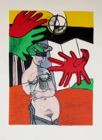 Litografía Corneille - Mémoire du japon- une femme au paravent