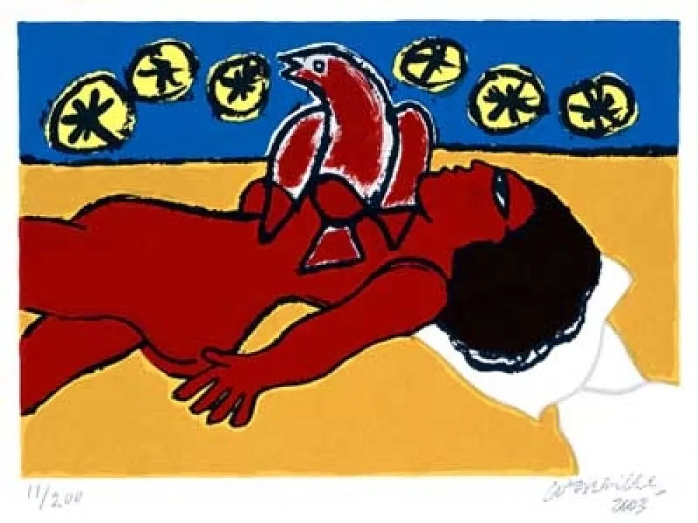 Serigrafía Corneille - Nu rouge