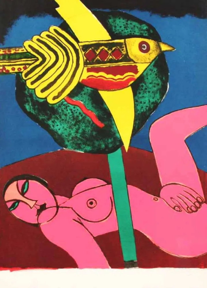 Litografía Corneille - NUDO ROSA