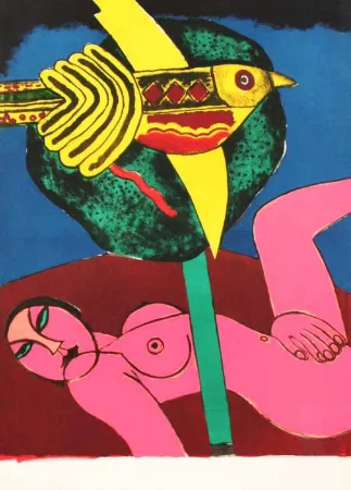 Litografía Corneille - NUDO ROSA