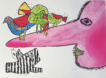 Estampa Numérica Corneille -  Pinocchio 1973 Tirage numéroté 45 ex AO