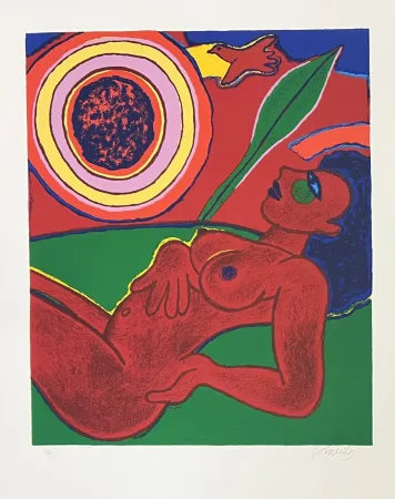 Serigrafía Corneille - Sérigraphie Les derniers feux du soleil 1997