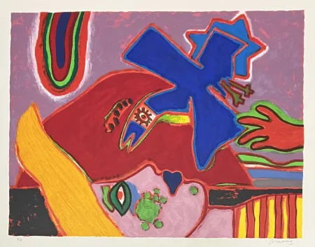 Serigrafía Corneille - Sérigraphie L'oiseau bleu 1996