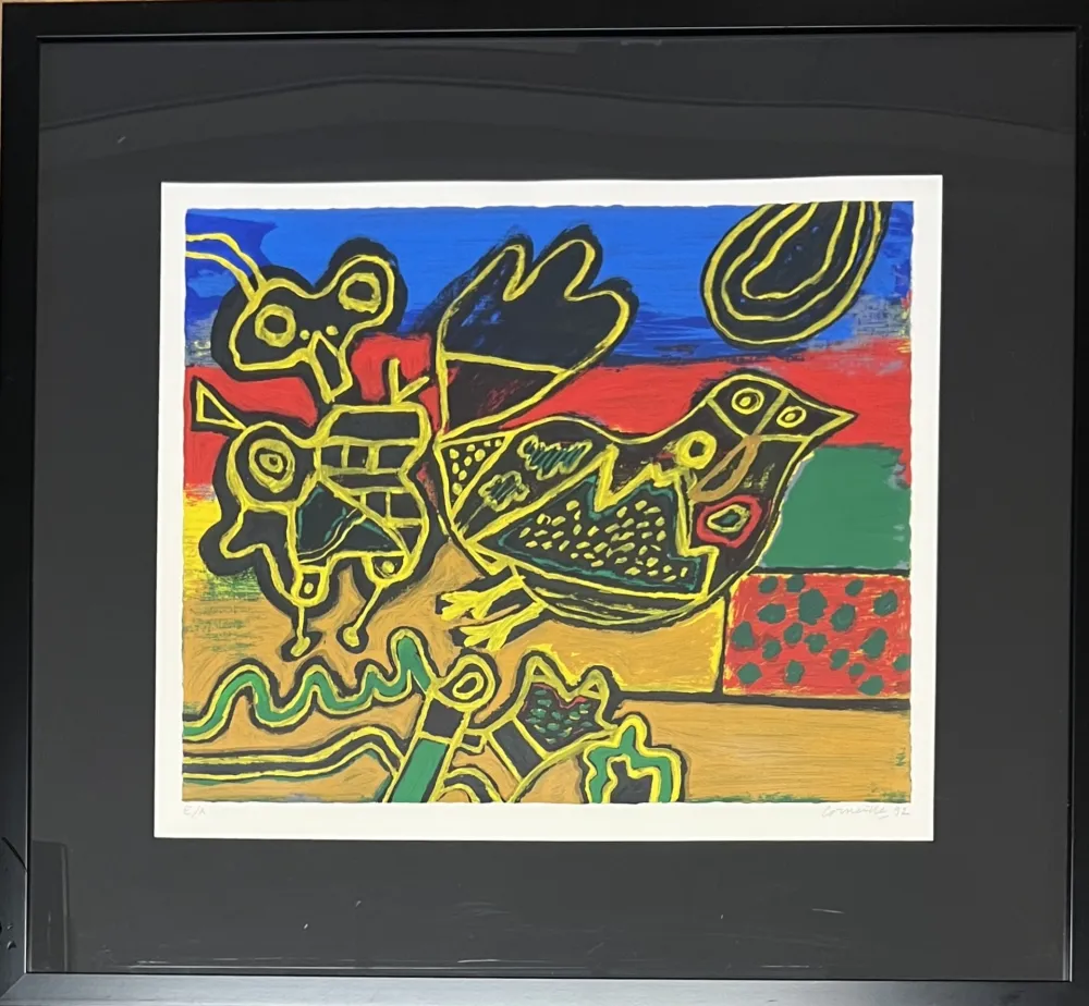 Serigrafía Corneille - Sérigraphie L'oiseau Cobra né des paysages, 1992