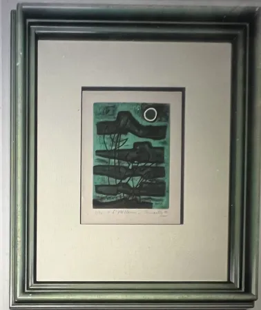 Aguafuerte Y Aguatinta Corneille - Signed; Guillaume Corneille Eau-forte encadrée L'oiseleur 1953 Numéro 3/20- Atelier Stanley William Hayter