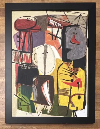 Múltiple Corneille -  Terragraphie signée sur toile Charlie Parker - Cobra