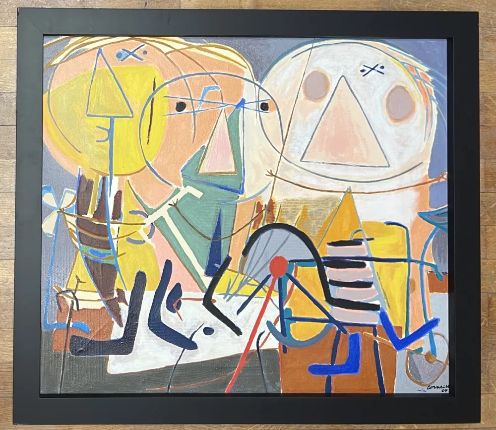 Múltiple Corneille - Terragraphie signée sur toile L'orchestre de Jazz, hommage à Charlie Parker - Cobra