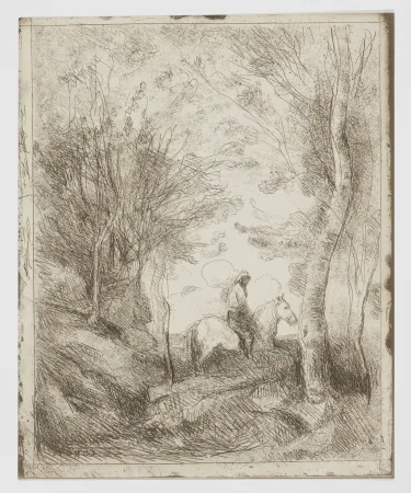 Sin Técnico Corot - Le Grand Cavalier sous Bois (Horseman in the Woods, Large Plate)