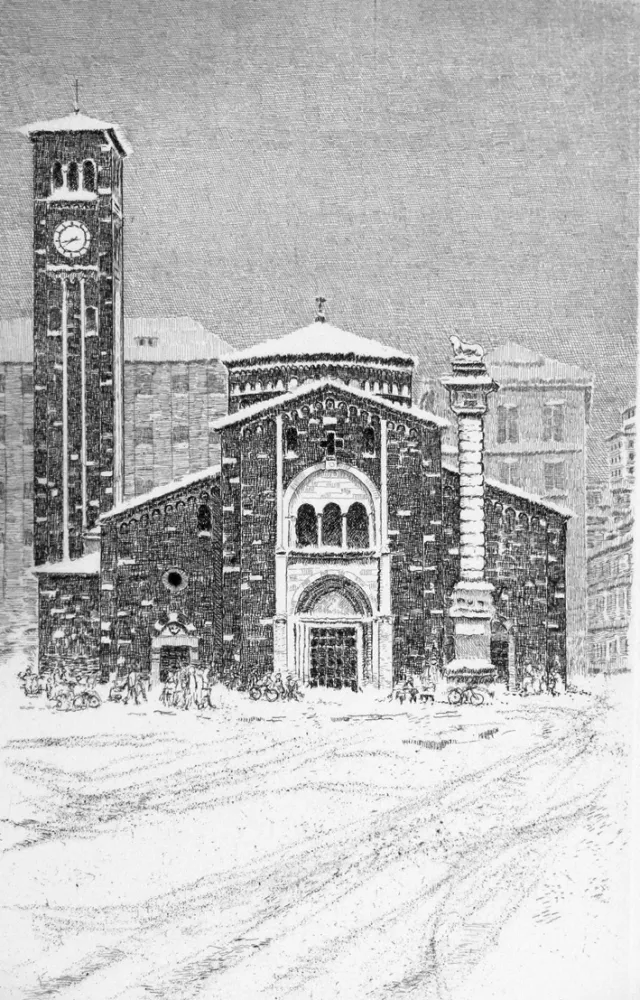 Aguafuerte Cotugno  - Neve a San Babila