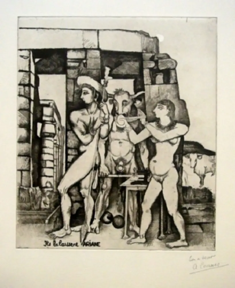 Aguafuerte Courmes - Ils la laissent, Ariane