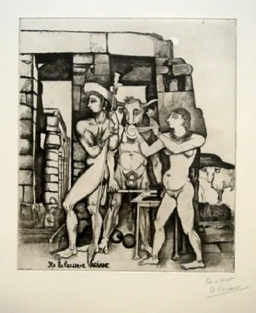 Aguafuerte Courmes - Ils la laissent, Ariane