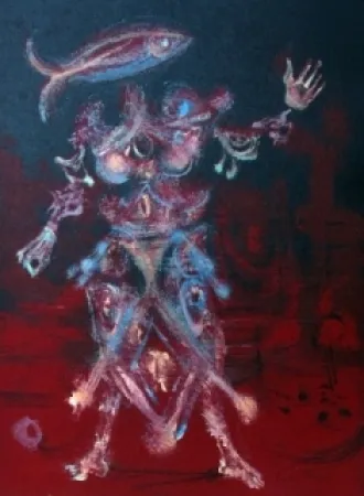 Litografía Coutaud - Chevalier au poisson