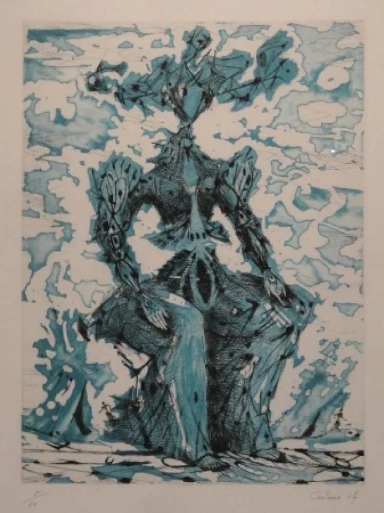 Aguafuerte Coutaud - Femme assise