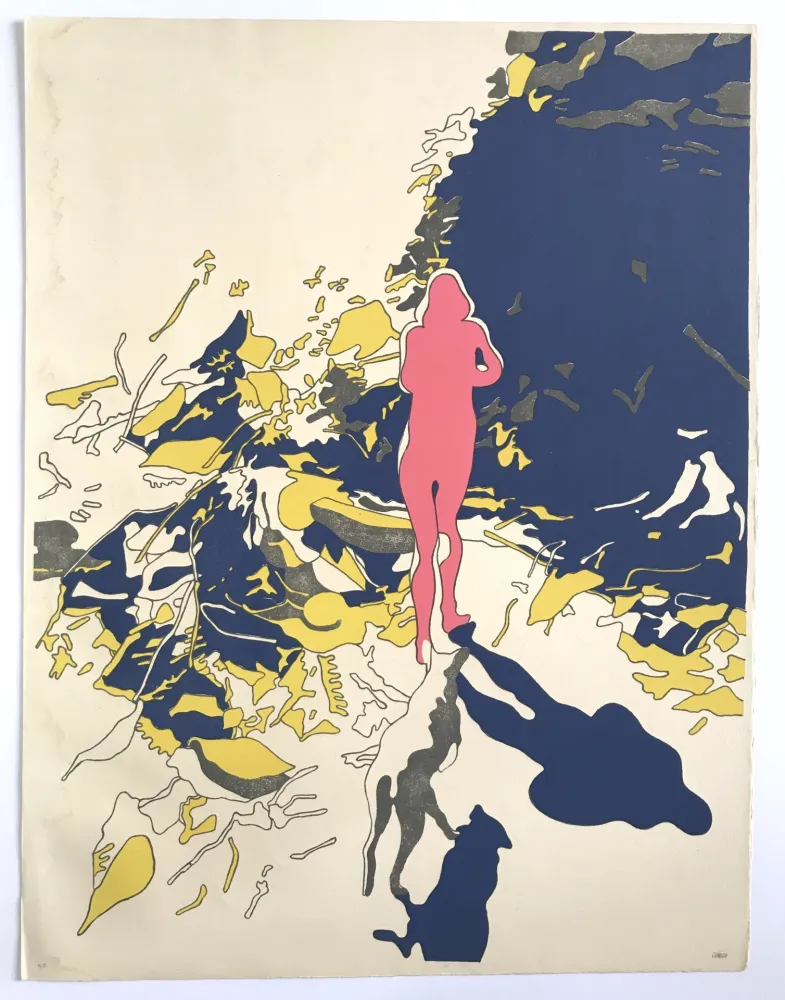 Litografía Cueco - Femme et mouton