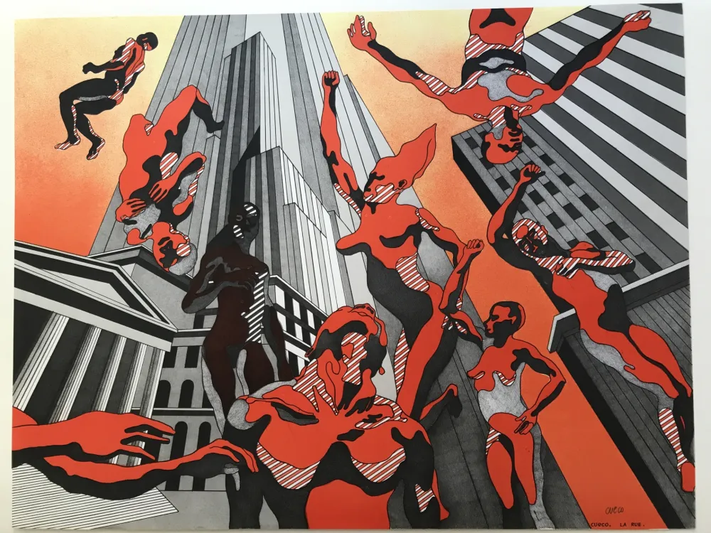 Litografía Cueco - La rue