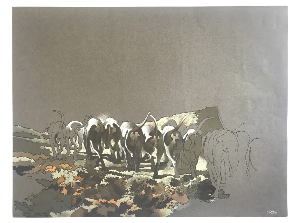 Litografía Cueco - Meute de chiens II