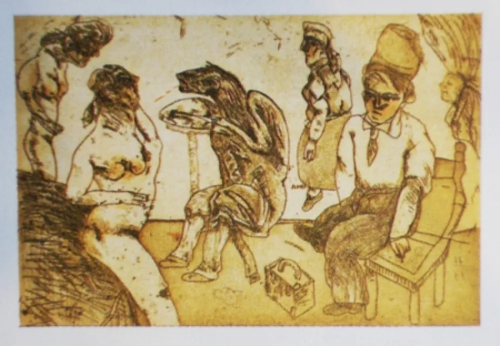 Aguafuerte Y Aguatinta Cuevas - Autorretrato en Blanes