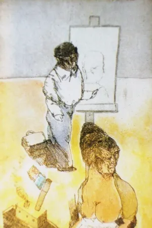 Aguafuerte Y Aguatinta Cuevas - Autorretrato en la Barceloneta