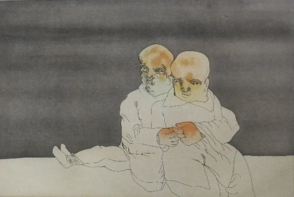 Aguafuerte Y Aguatinta Cuevas - Pareja en el mar