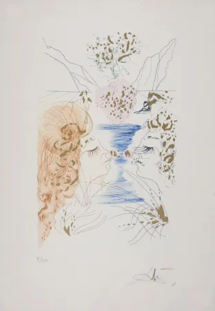Grabado Dali - Cantique des Cantiques : Le Baiser, 1971 - Hand-signed