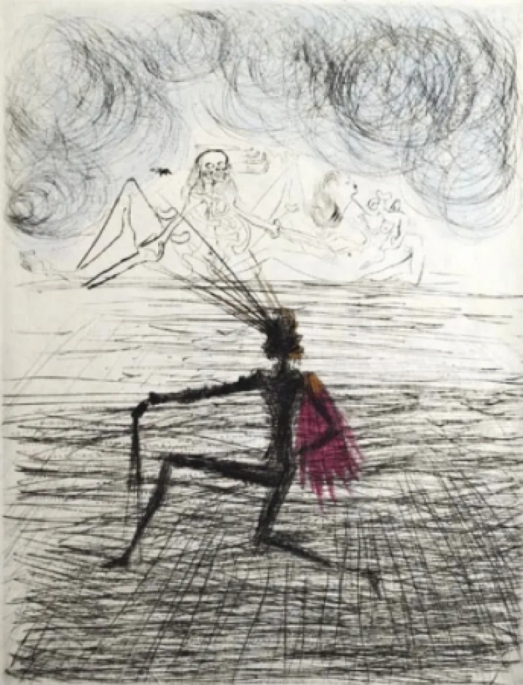 Grabado Dali - Chevalier a genoux
