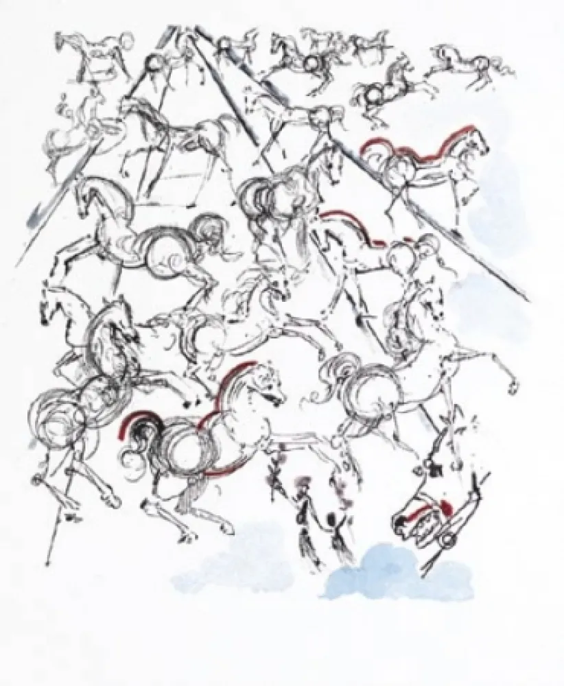 Grabado Dali - Chevaux bleus
