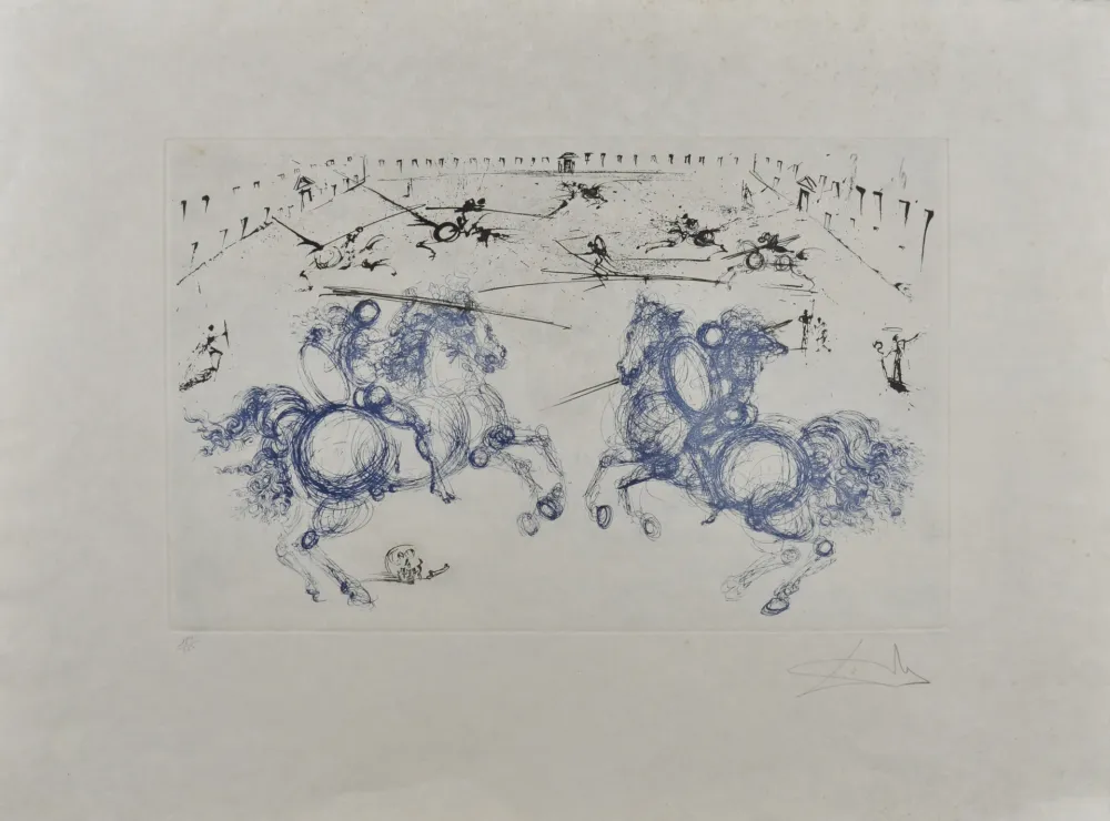 Grabado Dali - Combat de cavaliers, 1971 - Hand-signed