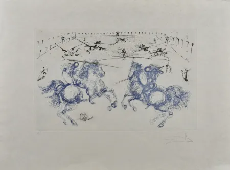 Grabado Dali - Combat de cavaliers, 1971 - Hand-signed