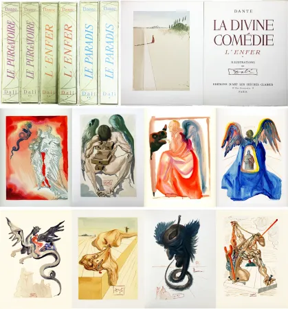 Libro Ilustrado Dali - Dante : LA DIVINE COMÉDIE. 6 volumes. 100 planches couleurs dont 33 signées (1959-1963).